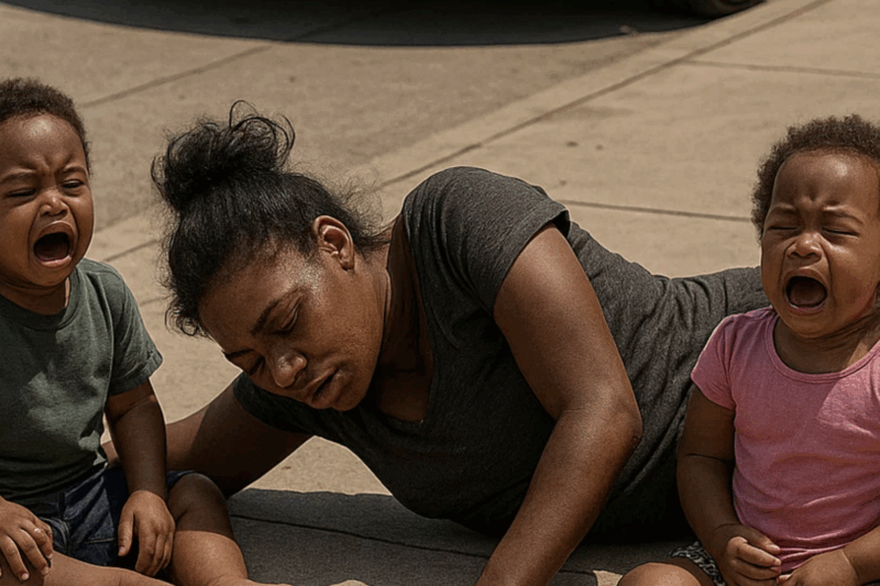 A homeless Black woman collapsed by the roadside, her two-year-old twin children crying in despair — and when a billionaire passed by, he was shocked to see that the two children looked exactly like him…