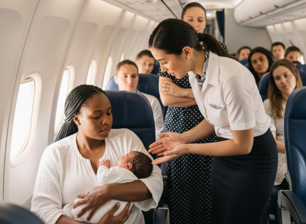 Passengers Judged Her for the Crying Infant — Then a Kind Stranger in the Next Seat Defended Her